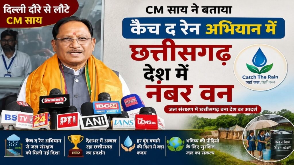 दिल्ली दौरे से लौटते ही CM Sai’ ने दी खुशखबरी, ‘कैच द रेन’ में छत्तीसगढ़ का शानदार प्रदर्शन