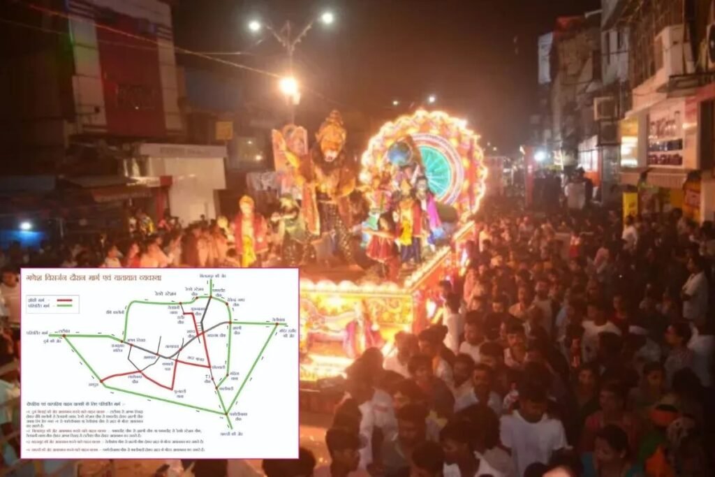 रायपुर में आज निकलेगी गणेश विसर्जन झांकी:शारदा चौक से महादेव घाट तक जाएगी; शाम 6 बजे से इन रास्तों पर एंट्री बंद