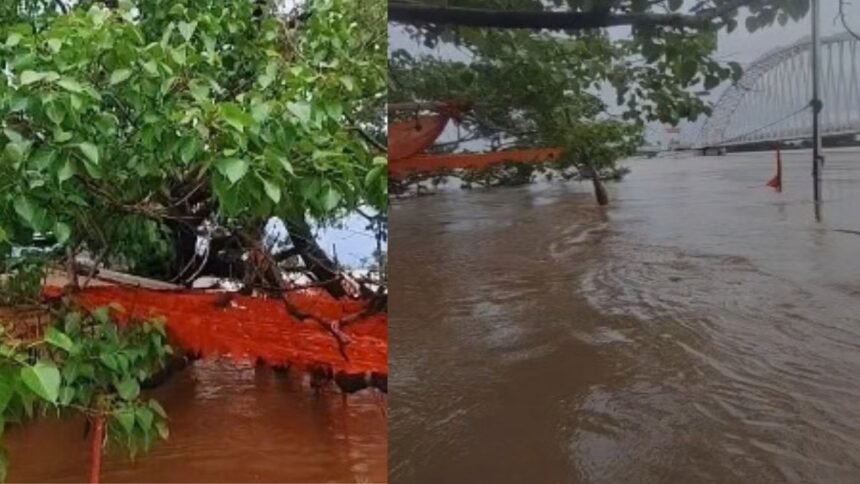 त्रिवेणी संगम में बाढ़ का कहर: जलमग्न हुआ प्राचीन बाबा कुलेश्वरनाथ मंदिर
