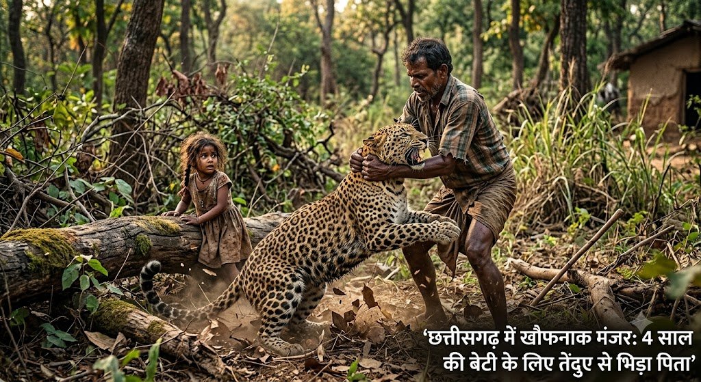 छत्तीसगढ़ में खौफनाक मंजर: 4 साल की बेटी के लिए तेंदुए से भिड़ा पिता, 8 मिनट तक चला मौत का खेल