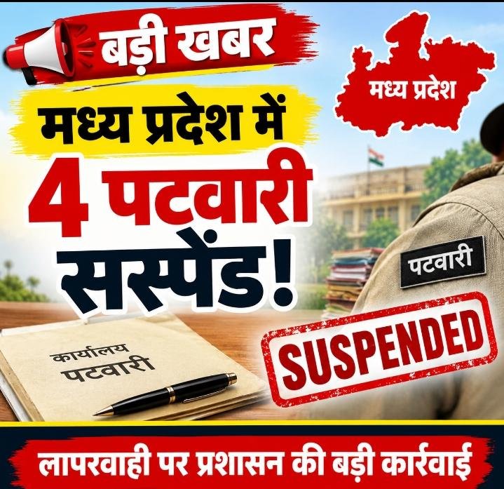फॉर्मर रजिस्ट्री और स्वामित्व योजना के कार्यों में लापरवाही, 4 पटवारी निलंबित, कई को नोटिस…