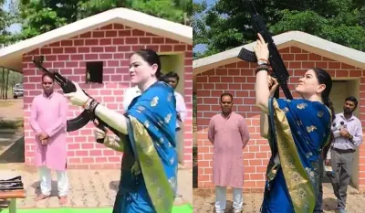 IPS अंकिता शर्मा ने साड़ी पहनकर AK- 47 से की फायरिंग, रायपुर में पुलिस कमिश्नर ने किया शस्त्र पूजन